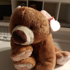 2002 Ty Pluffies Bear SLUMBERS Bean Bag 9" Plush Stuffed Animal